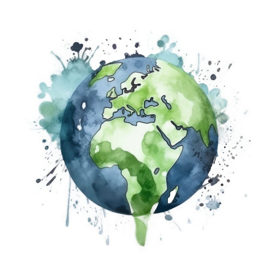 Watercolor Earth planet cutout png