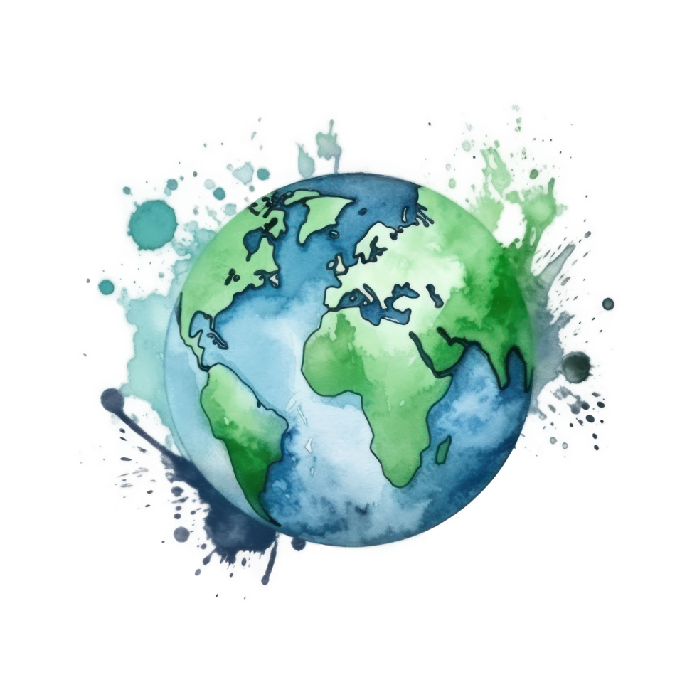 Watercolor Earth planet cutout png