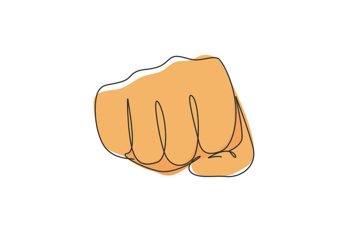 Continuous one line drawing punch fist hand gesture. Sign or symbol of power, hitting, attack, force. Communication with hand gestures. Nonverbal signs. Single line design vector graphic illustration