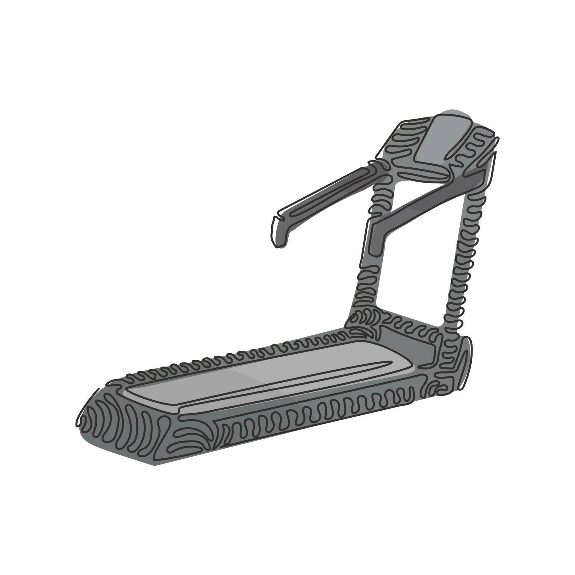 Continuous one line drawing professional treadmill with incline. Sports