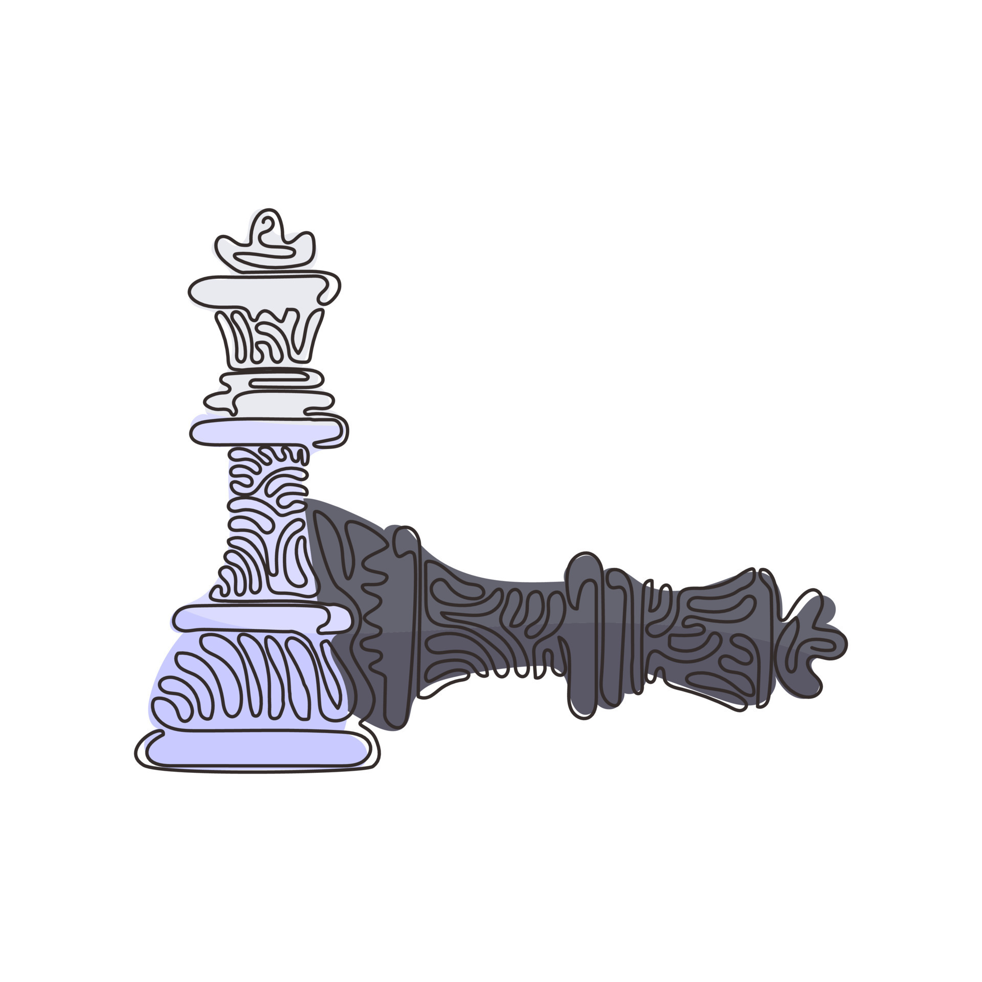 Continuous One Line Drawing Of Chess Pieces. King Queen Chess Board Setup.  Group Of Players Tactic Concept. Vector Illustration Royalty Free SVG,  Cliparts, Vectors, and Stock Illustration. Image 144393562.