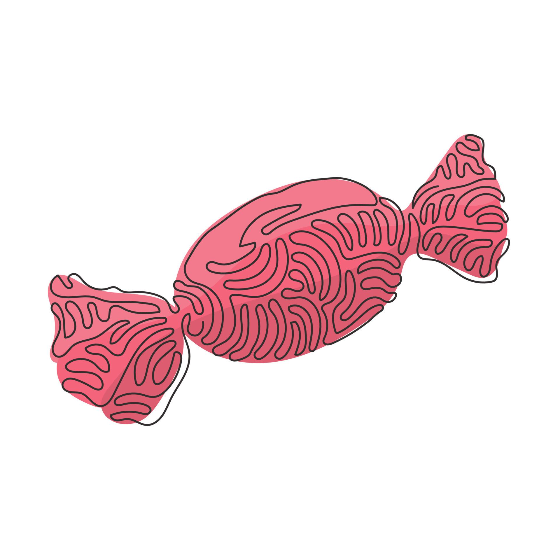 Dulces De Dibujo De Una Sola L Nea Continua En Envoltorios Caramelos Single Continuous Line Drawing Candy In Wrappers Sweet Candies For Dessert Kids Favorite Snacks High Calorie And Sugary Foods Swirl Curl Style One Line Draw Graphic Design Illustration Vector