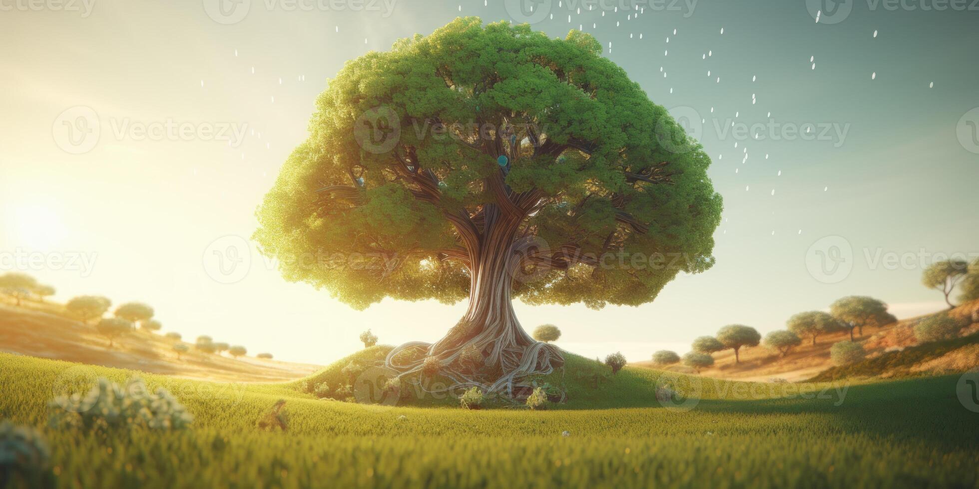 Big Tree growth background, World environment day concept. photo
