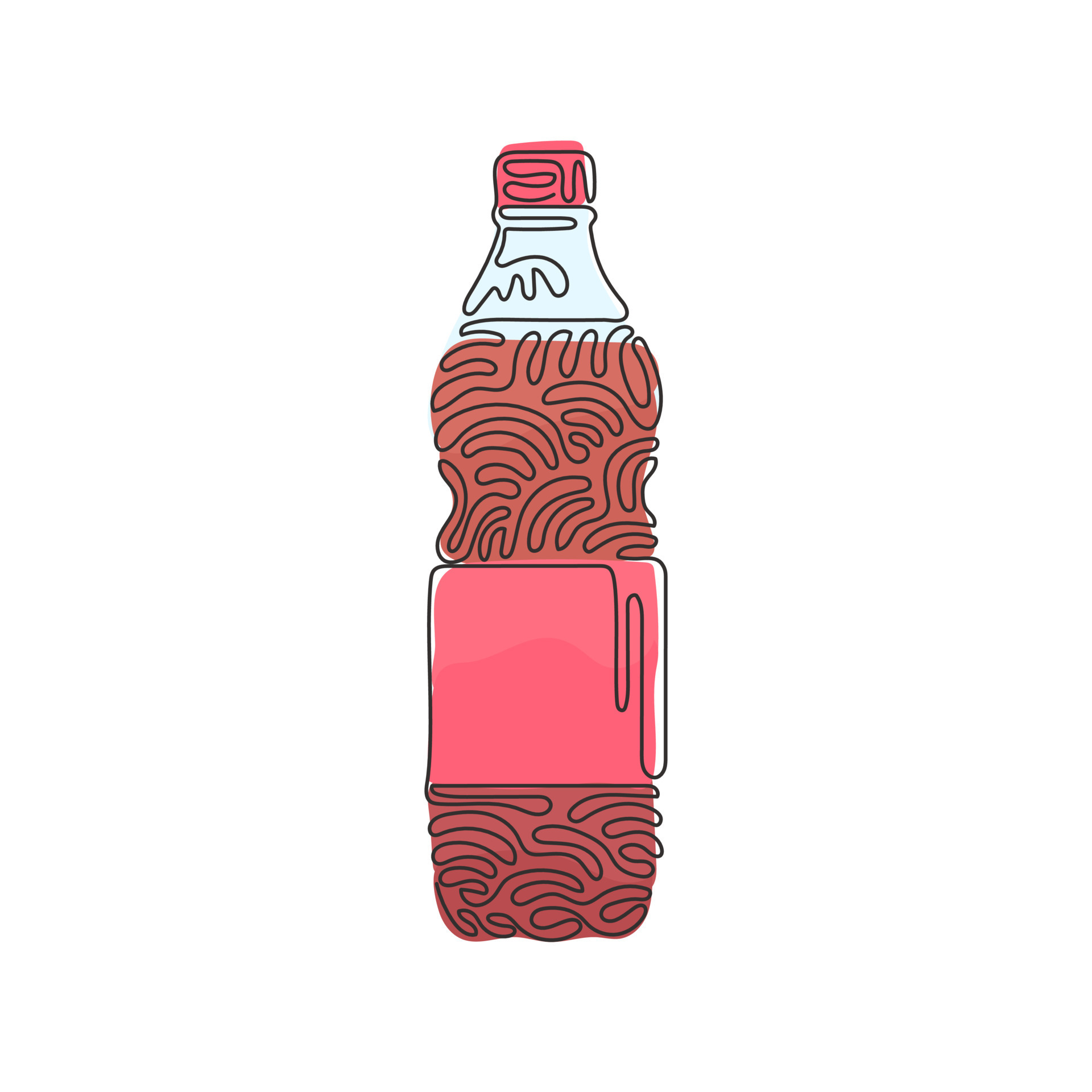 Continuous one line drawing soft drink in bottle plastic. Cold cola