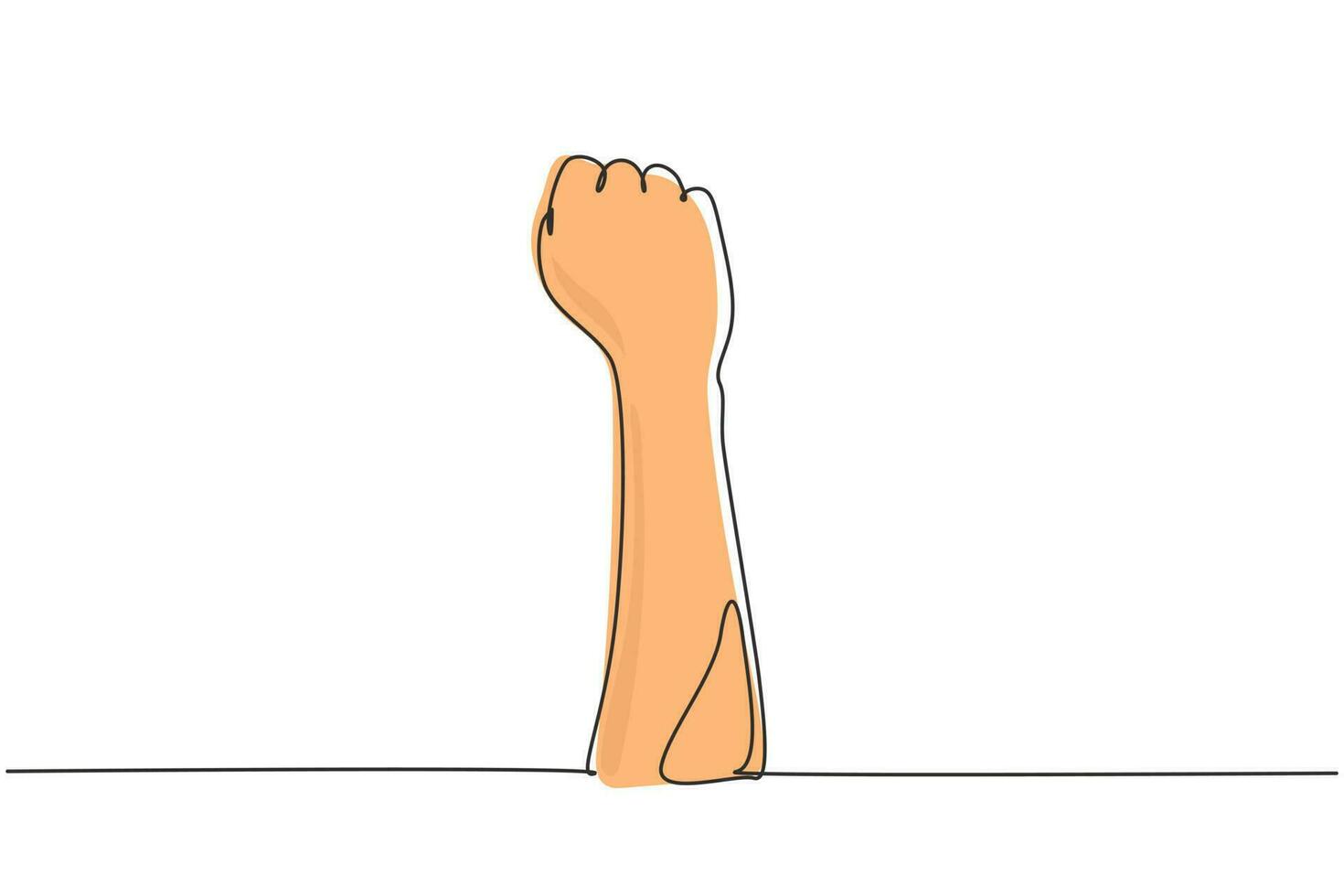 Single continuous line drawing fist or resistance hand symbol. Zero hand count. Learn to count numbers. Concept of education. Nonverbal signs. Dynamic one line draw graphic design vector illustration