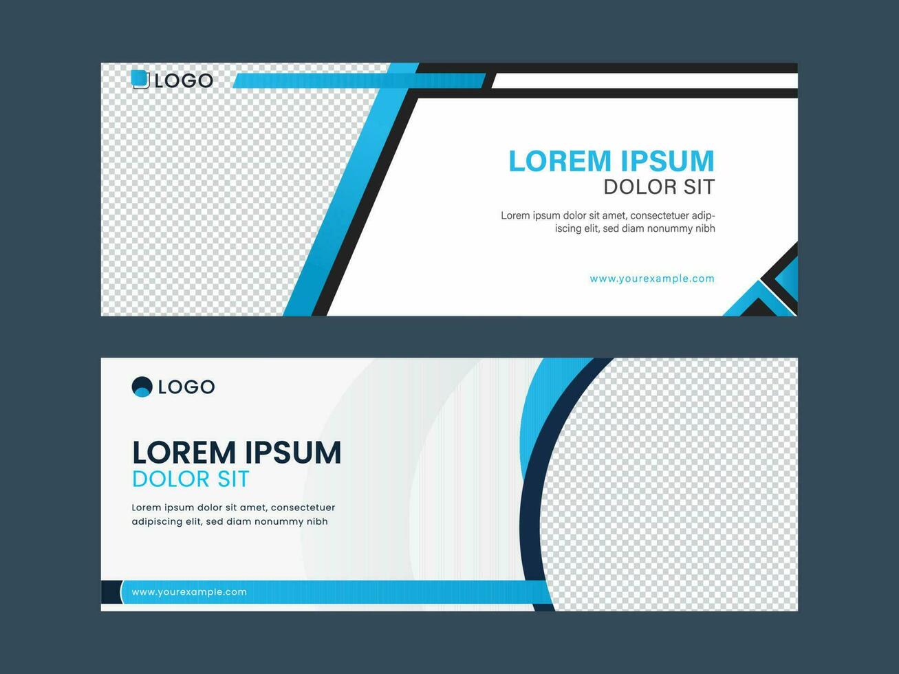 Abstract Business Banner Or Header Design With Space For Text Or Image In Blue And White Color. vector