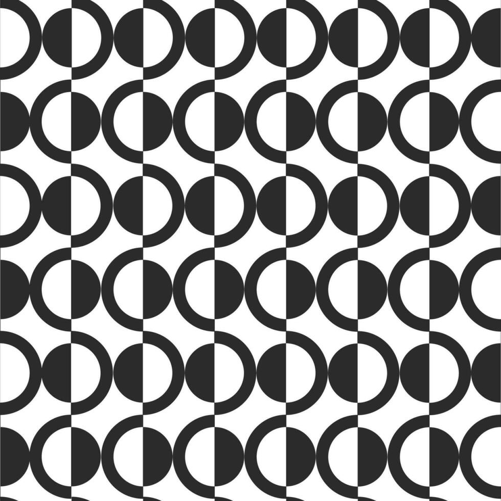 Seamless Geometrical Pattern With Half Circles In Black And White Color. vector
