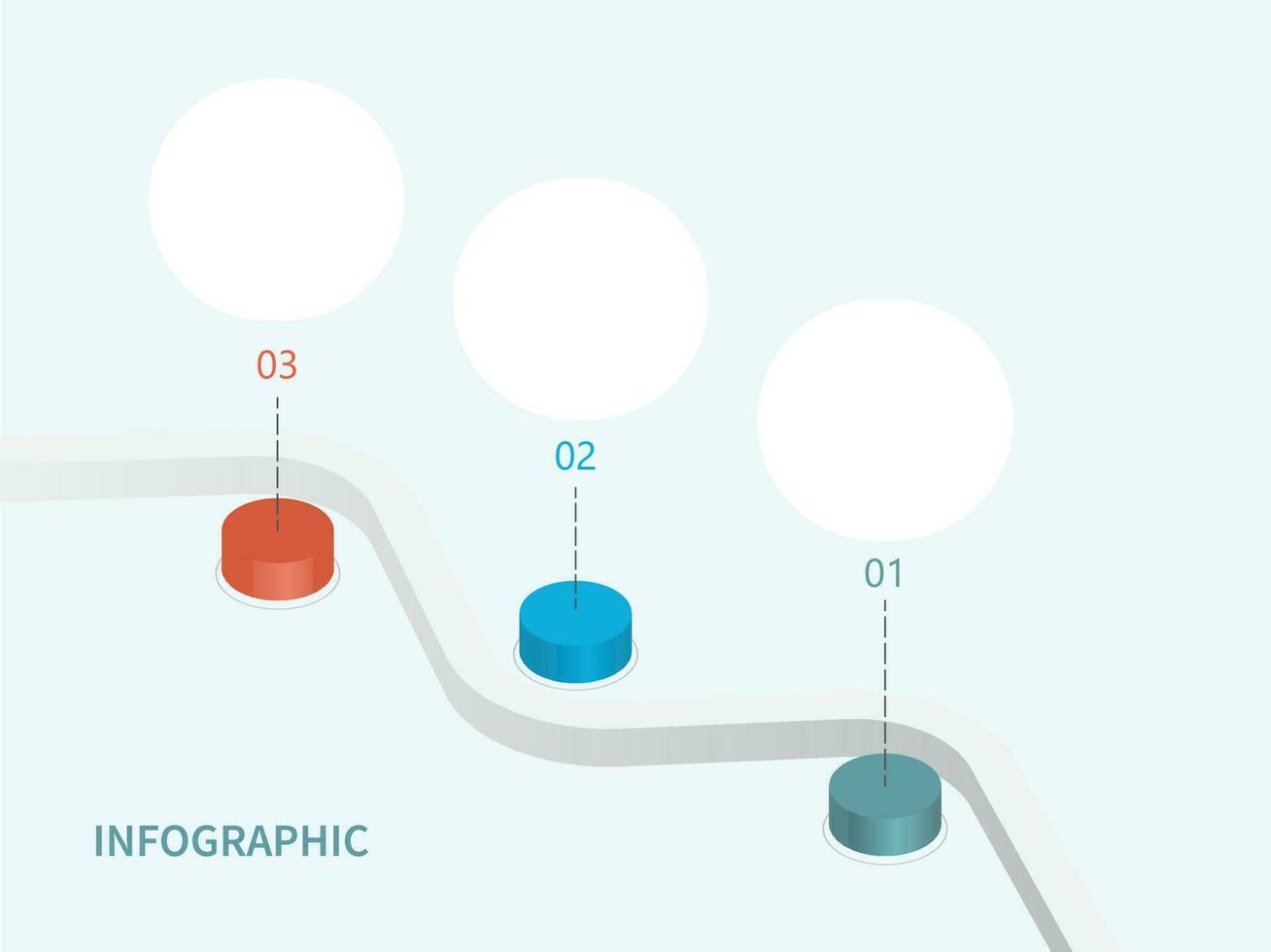 Business Infographic Concept With Winding Road Or Line And 3d Three Options. vector