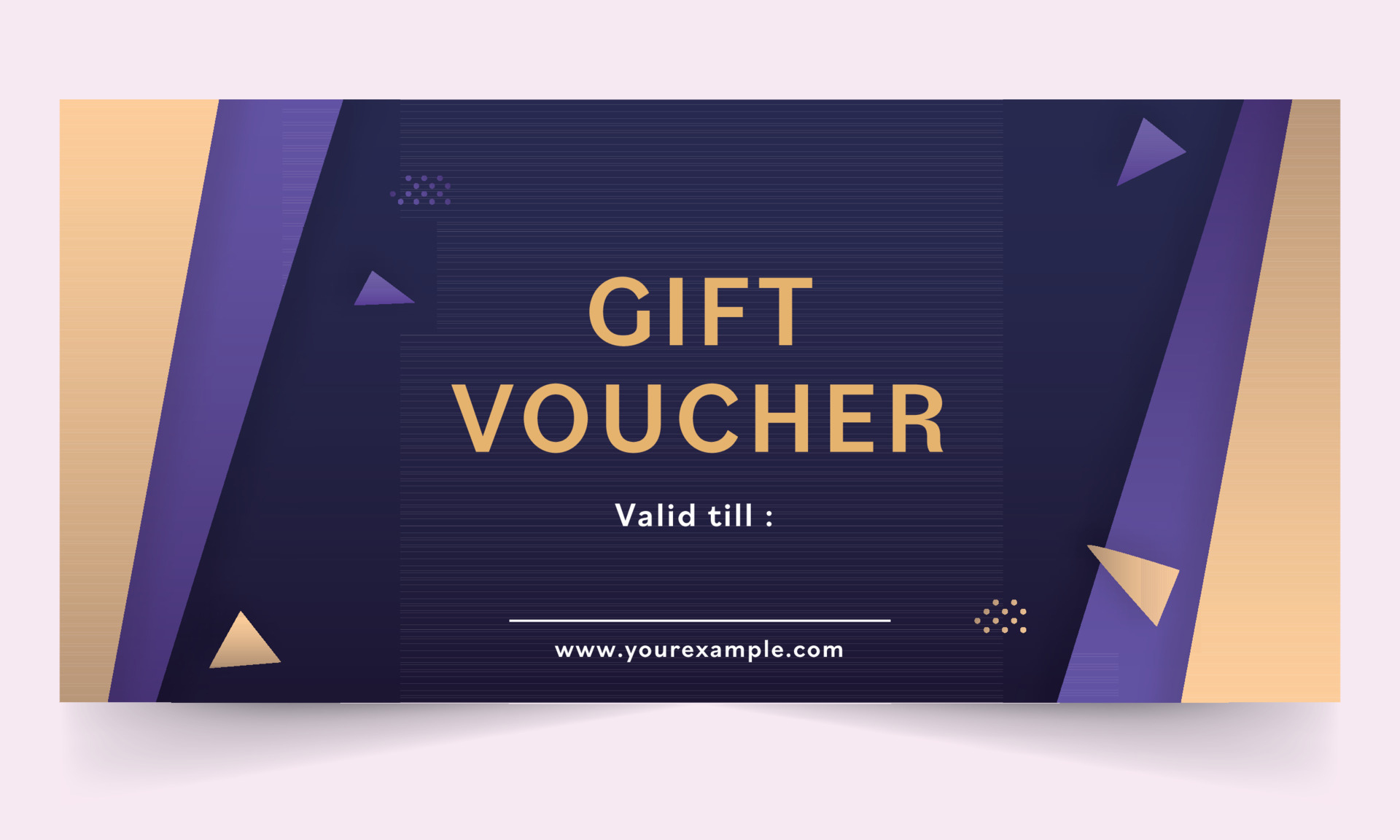 Gift Voucher Or Coupon Horizontal Template Design In Blue And Brown
