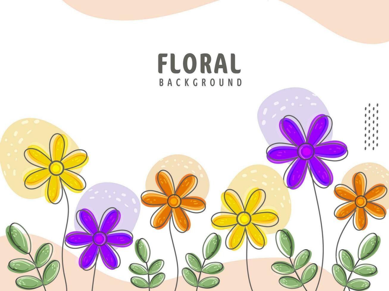 Colorful Flowers With Leaves Decorated Background. vector