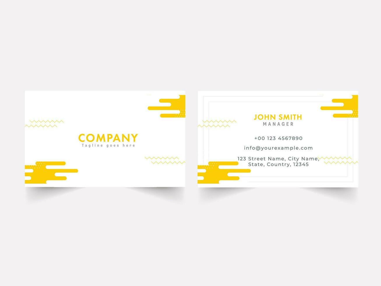 Editable Business Card Template In White And Yellow Color. vector