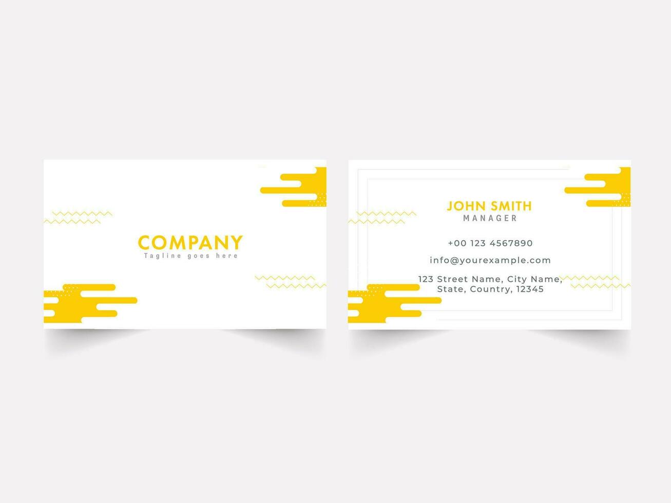 Editable Business Card Template In White And Yellow Color. vector