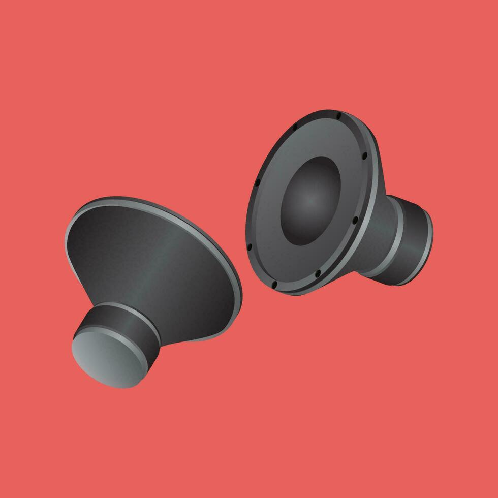 Isometric woofers element on red background. vector