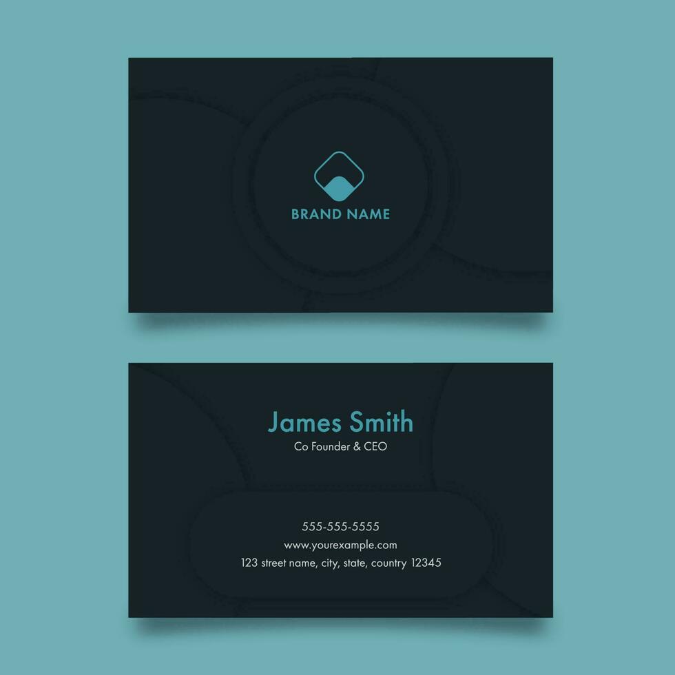 Horizontal Business Template Or Visiting Card In Dark Teal Color. vector