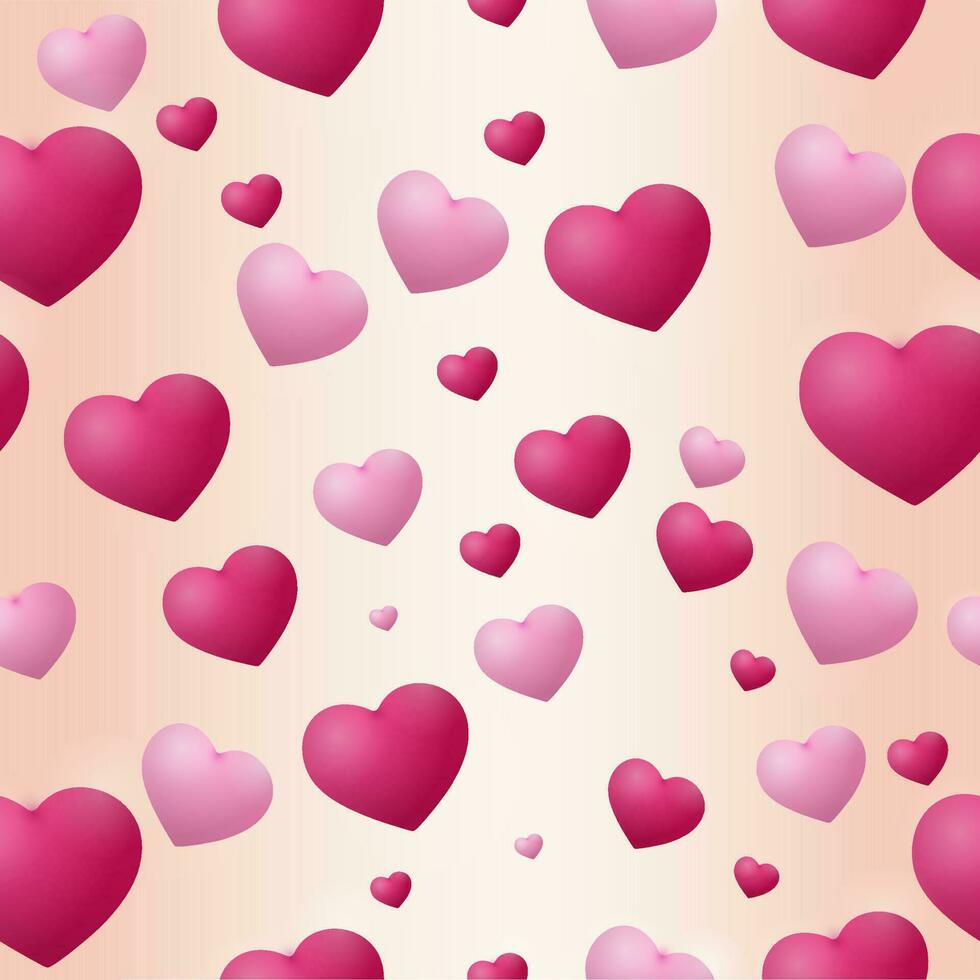Seamless Glossy Pink Hearts Pattern Background. 23439571 Vector Art at ...