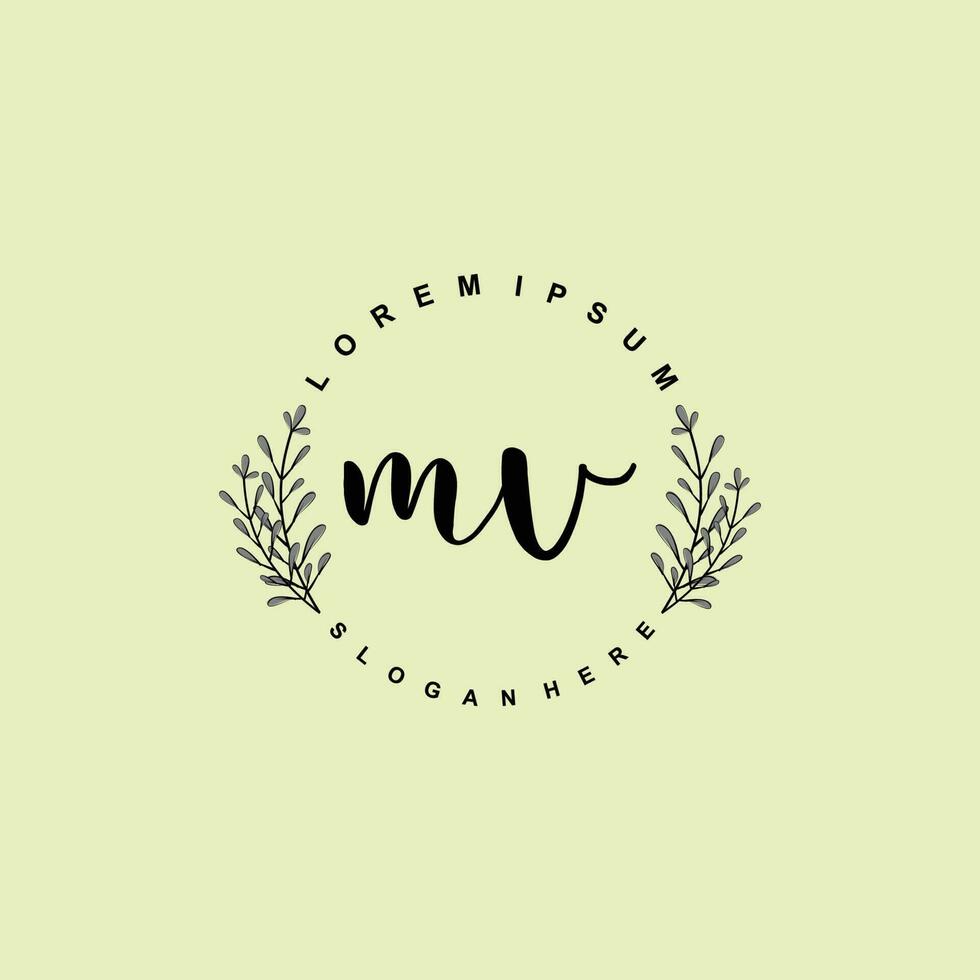 MV Initial beauty floral logo template vector