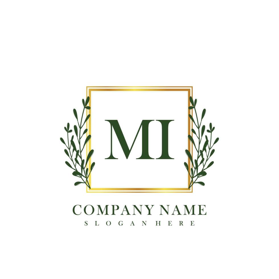 MI Initial beauty floral logo template vector