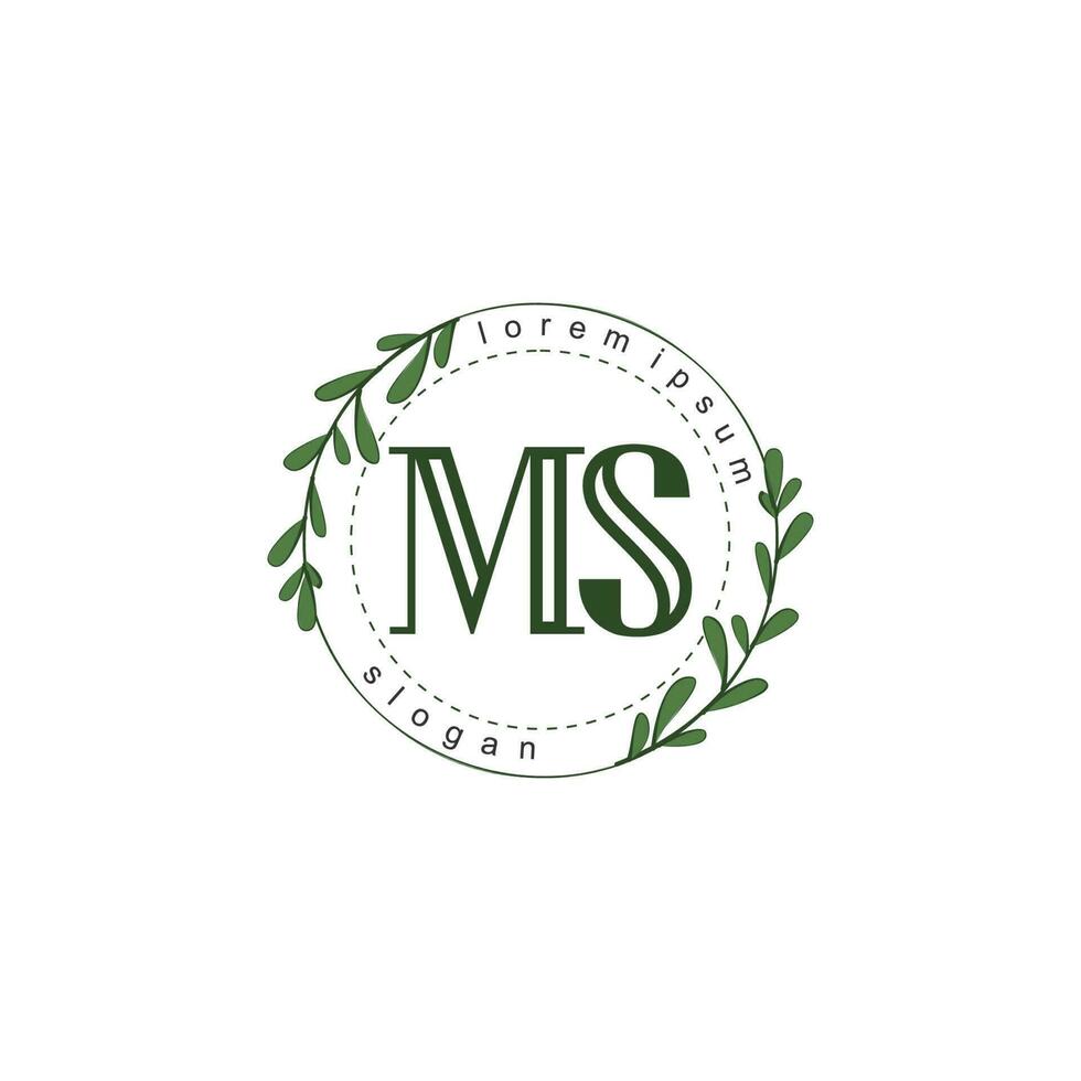 MS Initial beauty floral logo template vector