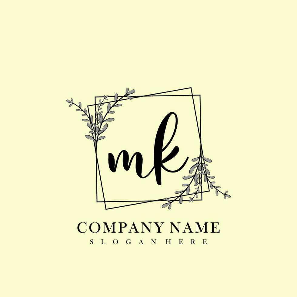 MK Initial beauty floral logo template vector