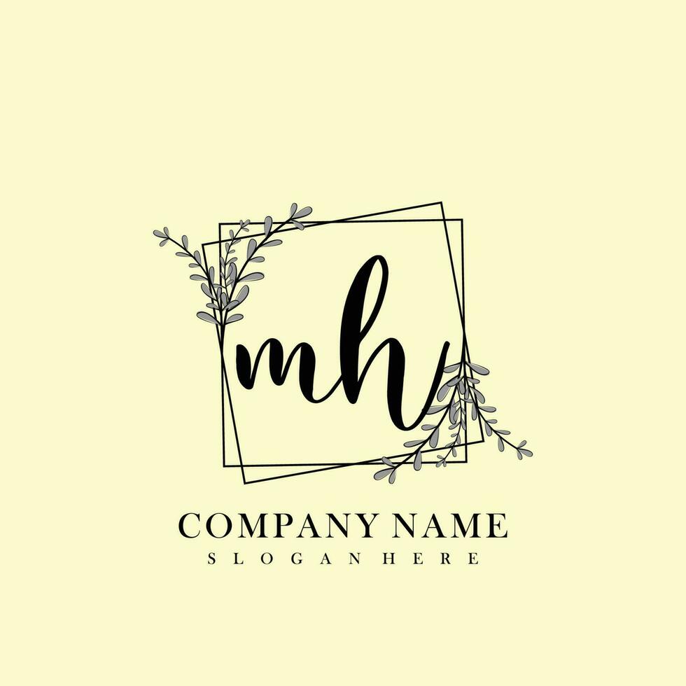 MH Initial beauty floral logo template vector