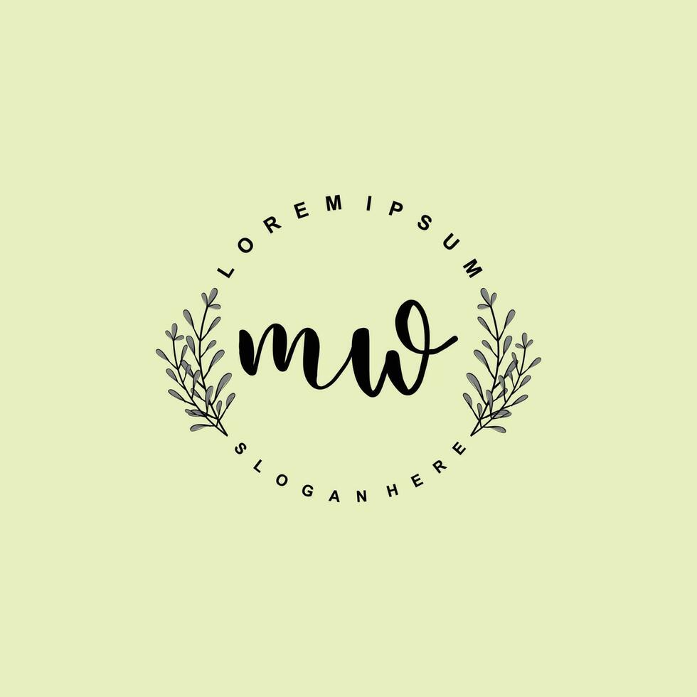 MW Initial beauty floral logo template vector