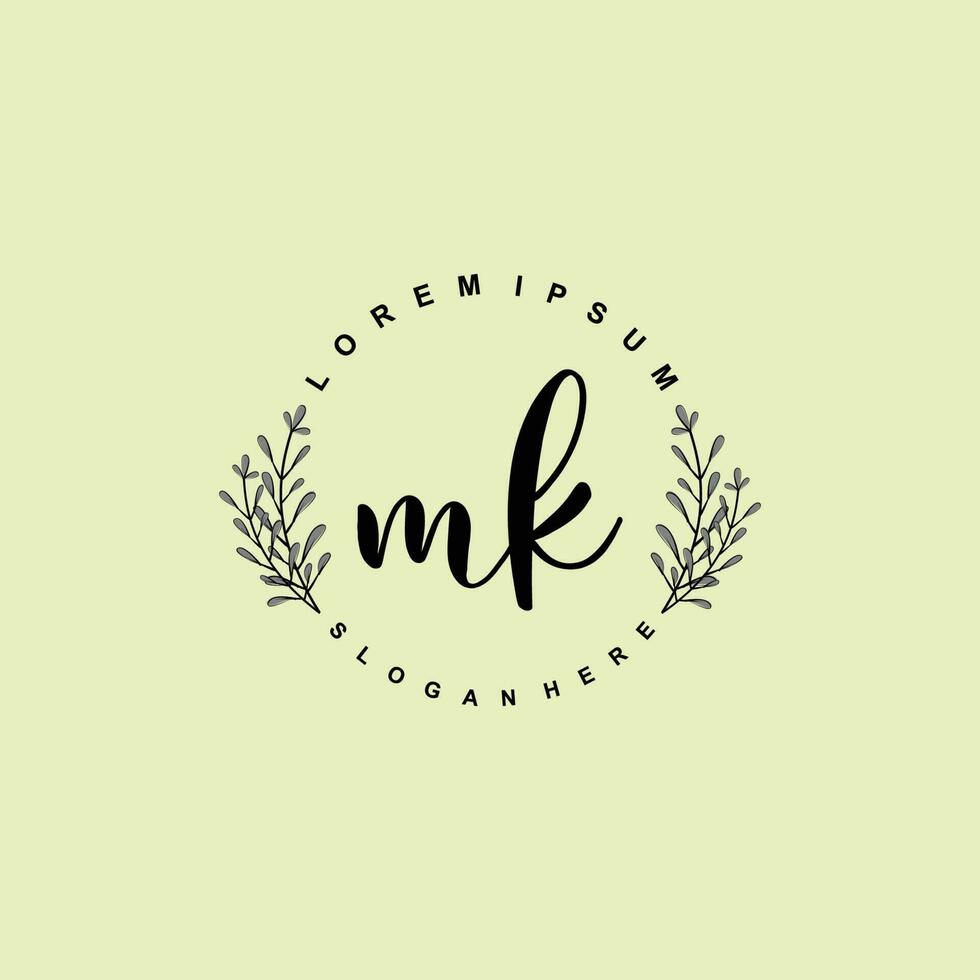 MK Initial beauty floral logo template vector