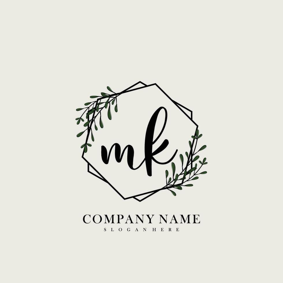 MK Initial beauty floral logo template vector