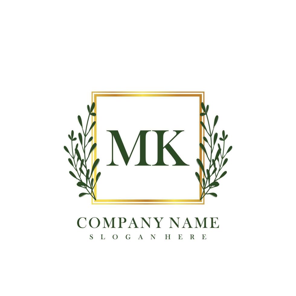 MK Initial beauty floral logo template vector