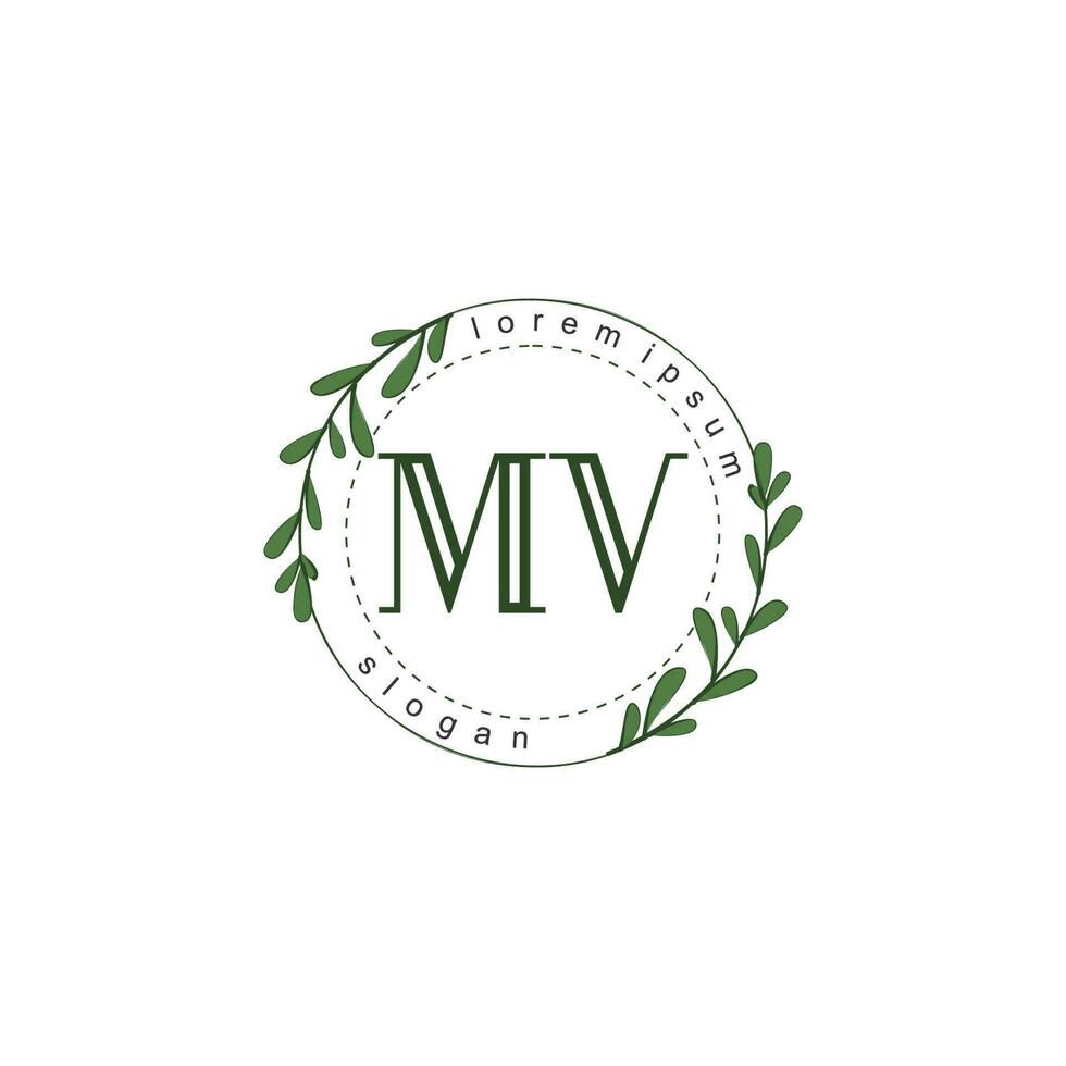 MV Initial beauty floral logo template vector