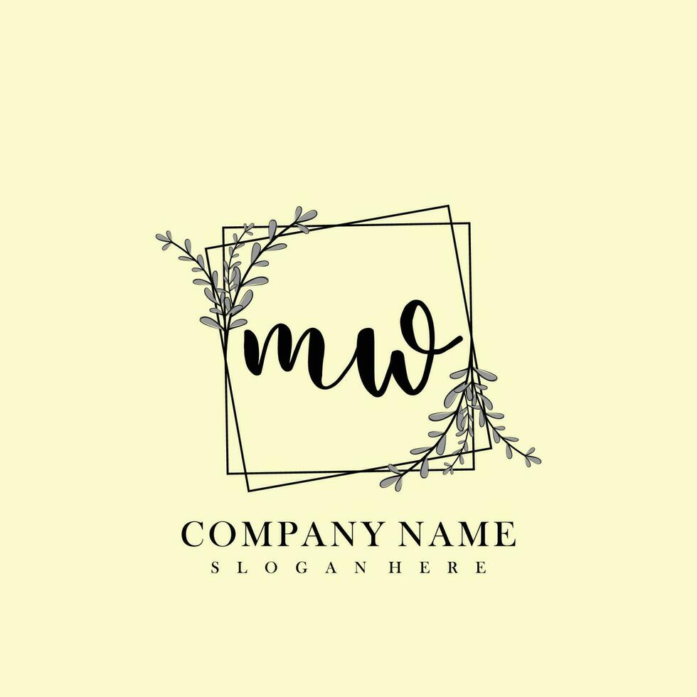 MW Initial beauty floral logo template vector