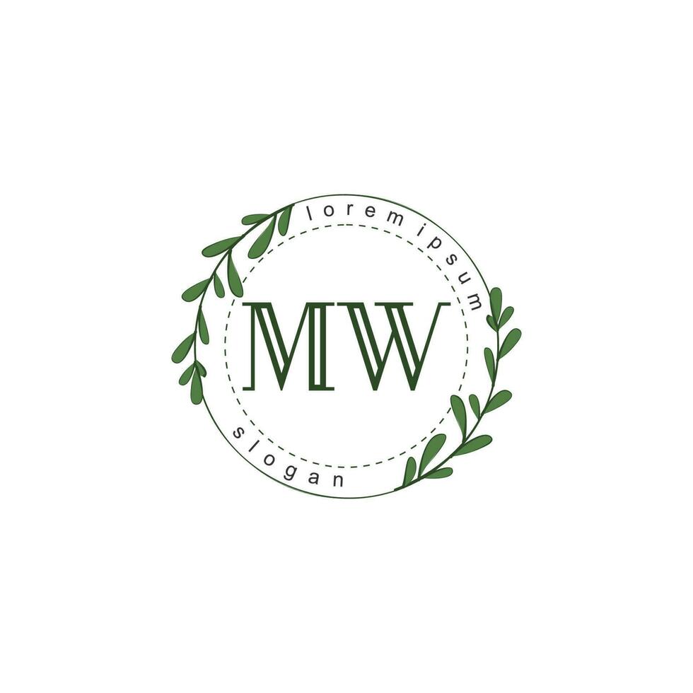 MW Initial beauty floral logo template vector