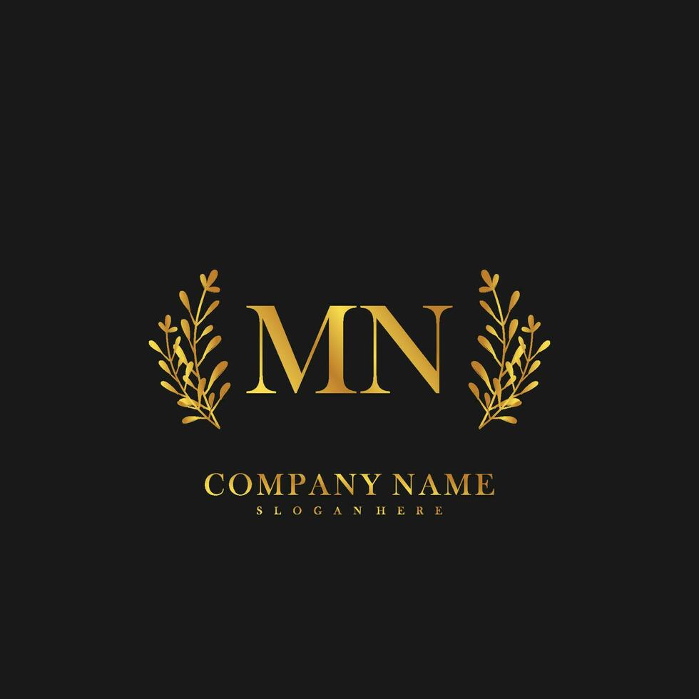 MN Initial beauty floral logo template vector