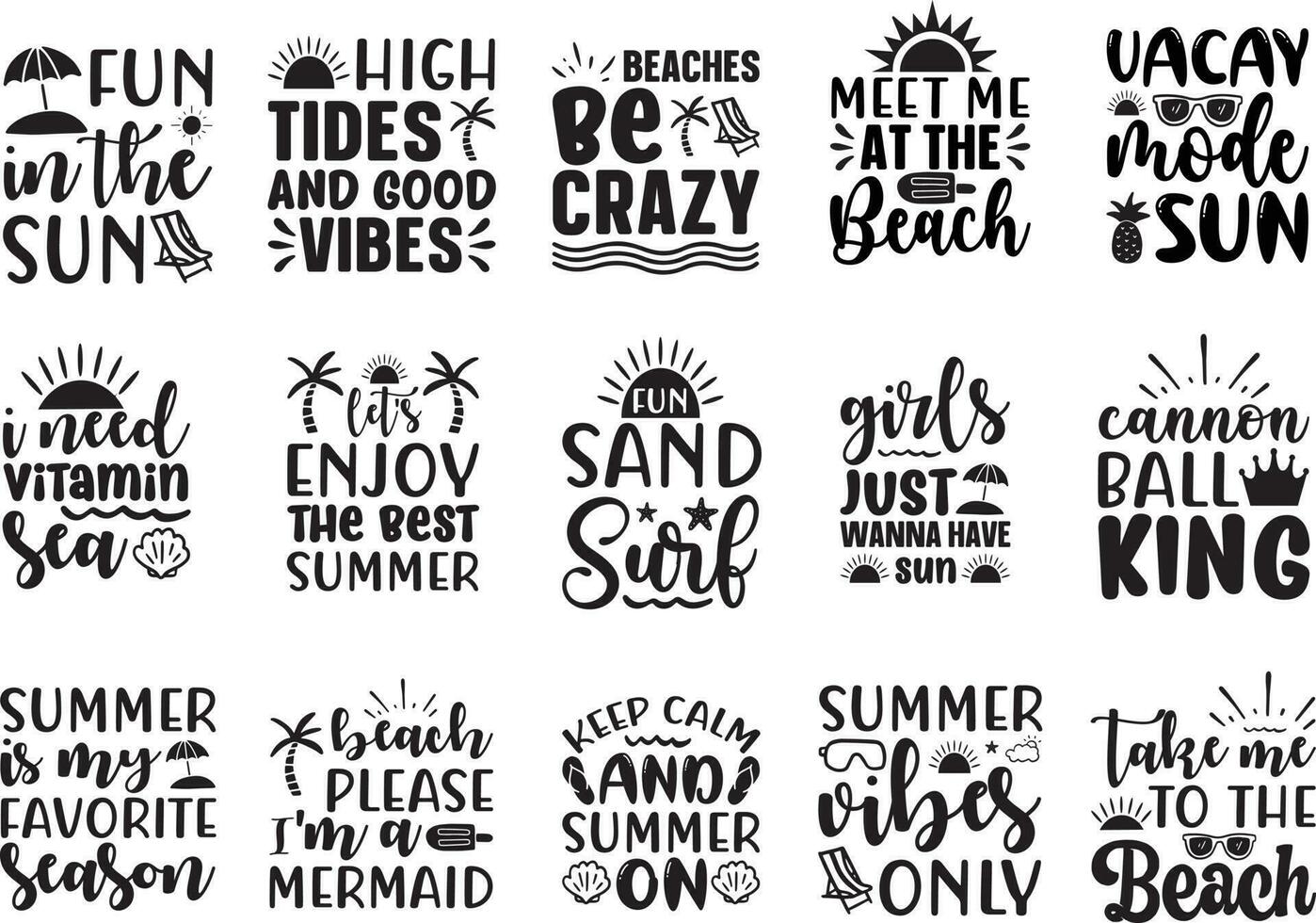 Summer T shirt design Bundle. Pro Vector