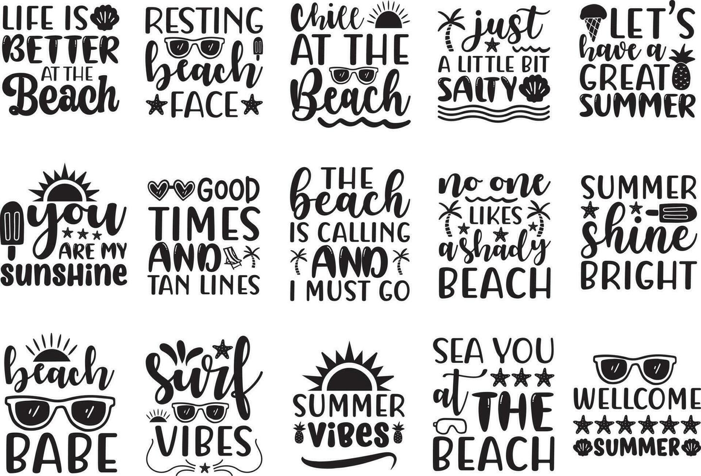 Summer T shirt design Bundle. Pro Vector