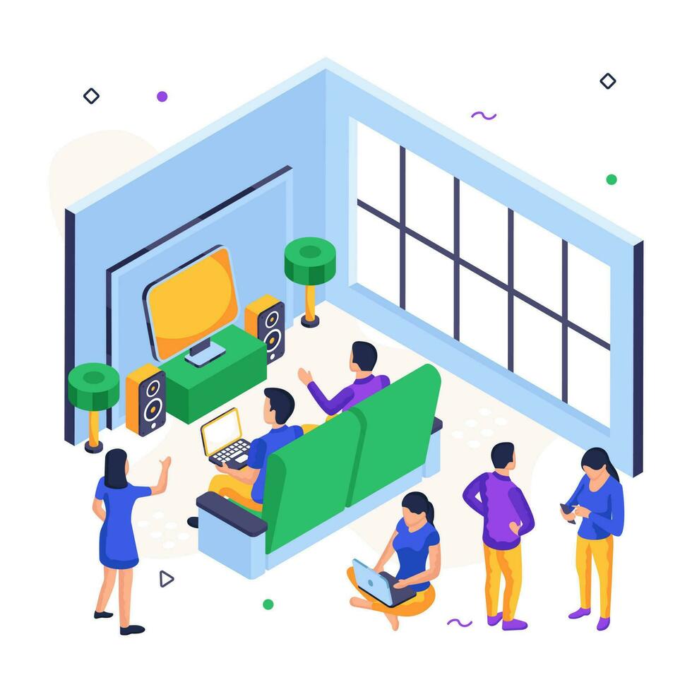 An editable design illustration of living room vector