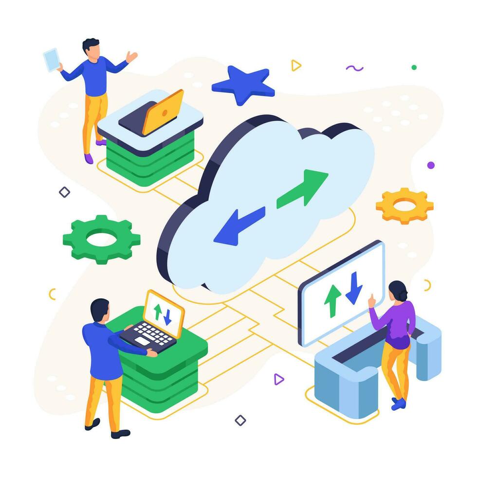 Editable design illustration of cloud data transfer vector