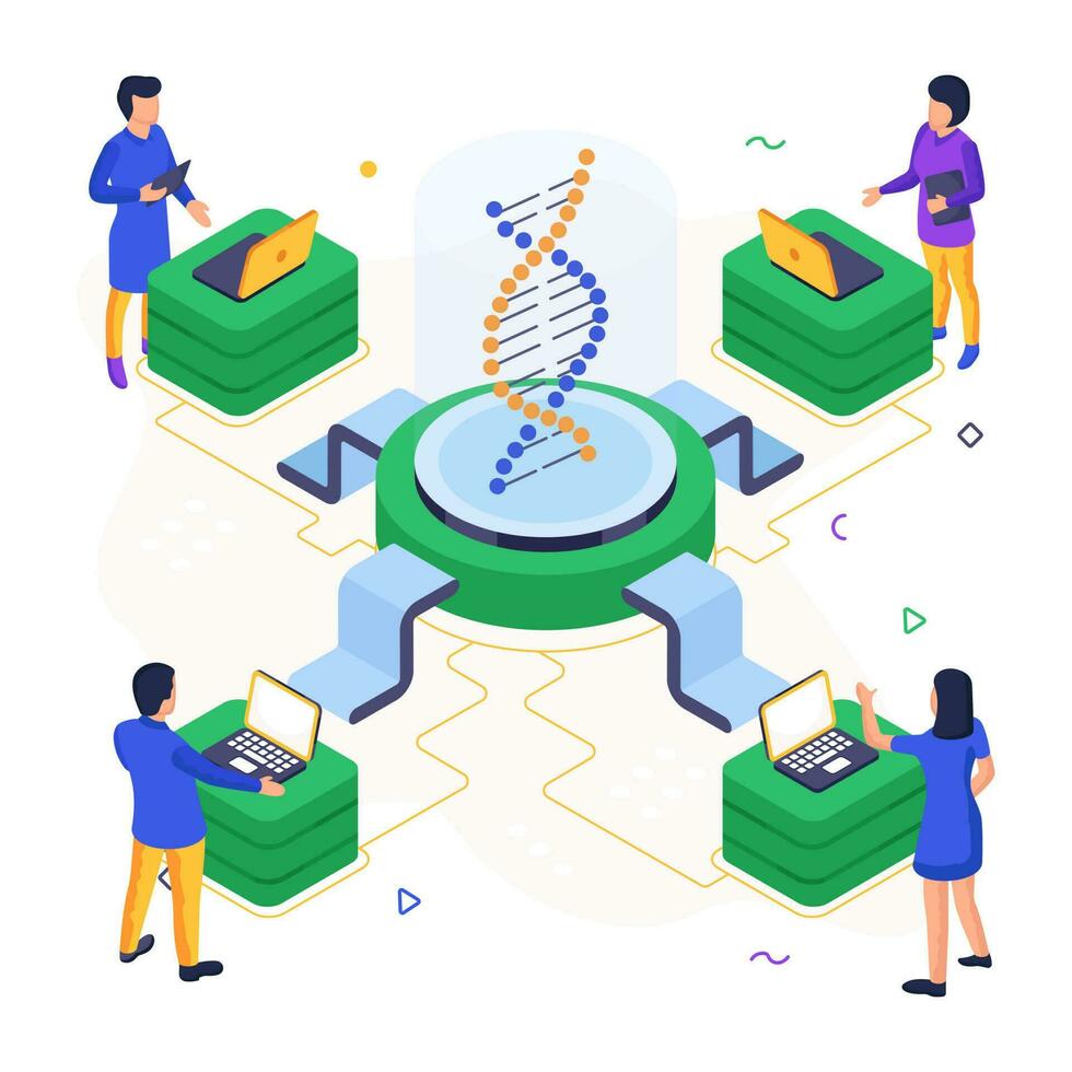 DNA illustration in isometric design vector