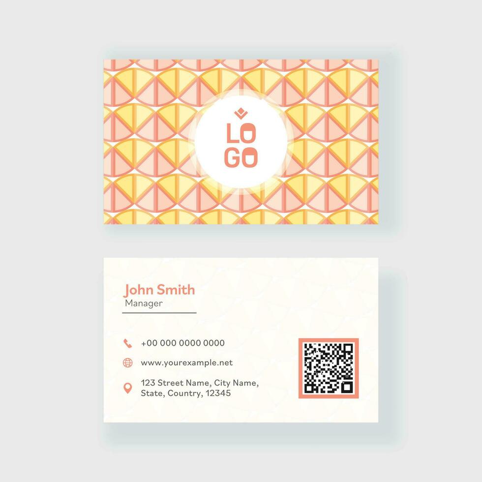 Double-Sides Of Business Or Visiting Card With Triangle Pattern. vector