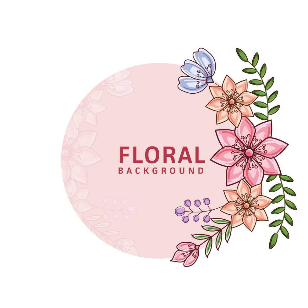 Floral Background Decorated With Flowers And Leaves. vector