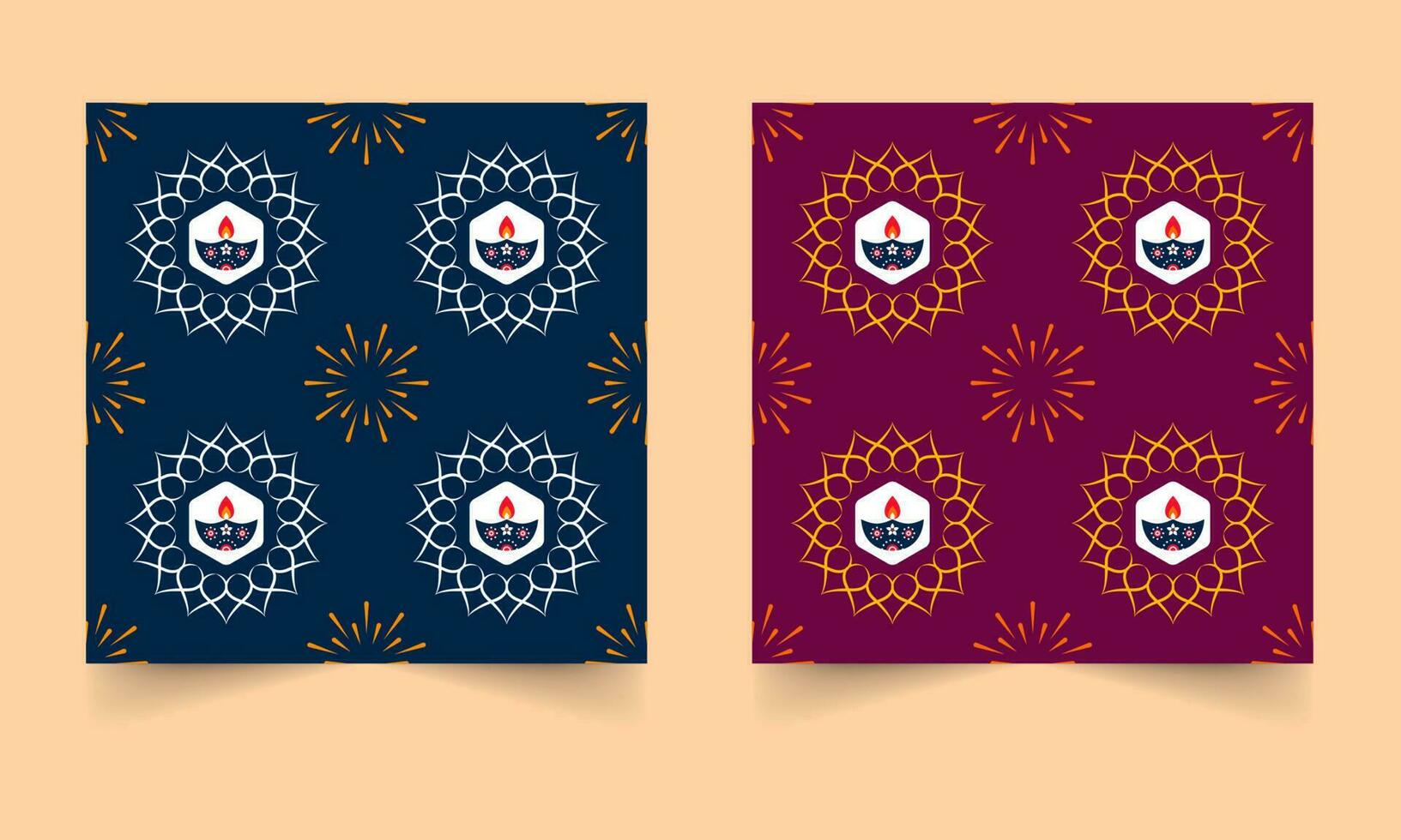 Diwali Theme Seamless Pattern Background In Two Color Options. vector