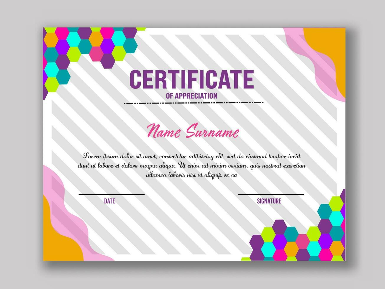 editable certificado de apreciación modelo diseño con resumen patrones. vector