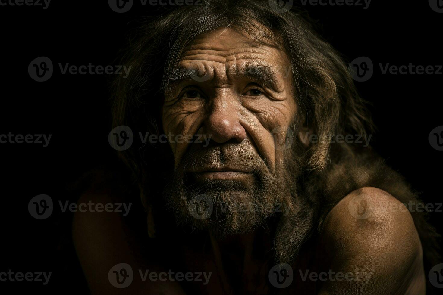Neanderthal prehistoric man. Generate Ai photo