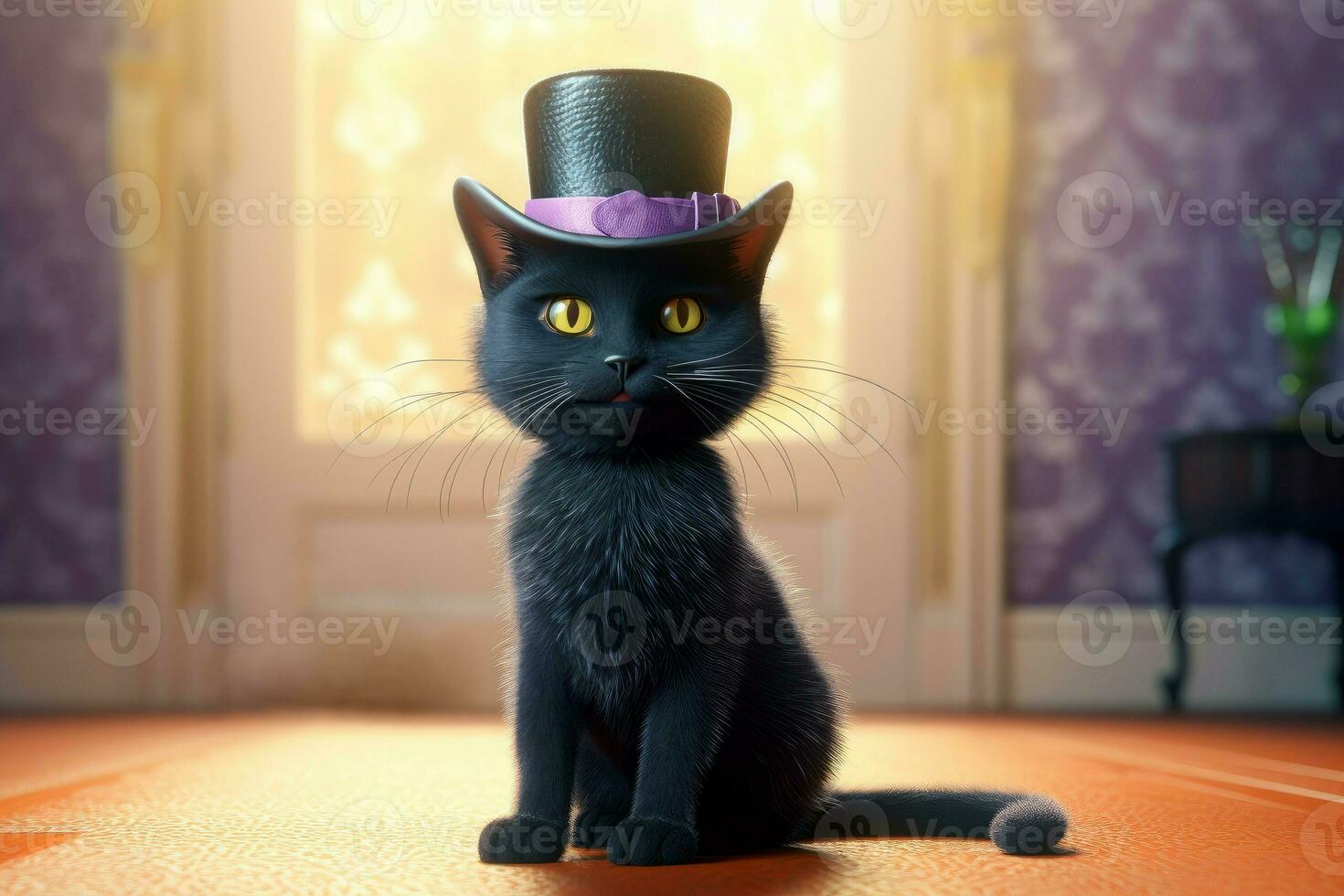 Cute little black cat. Generate AI photo