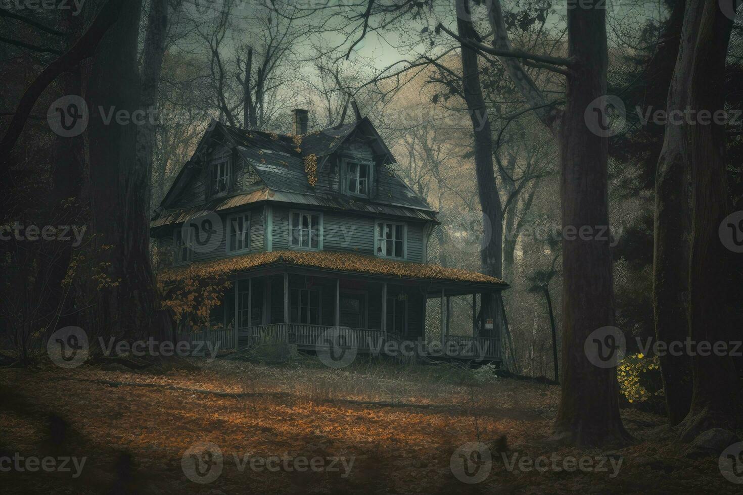 Creepy old hunter house. Generate Ai photo