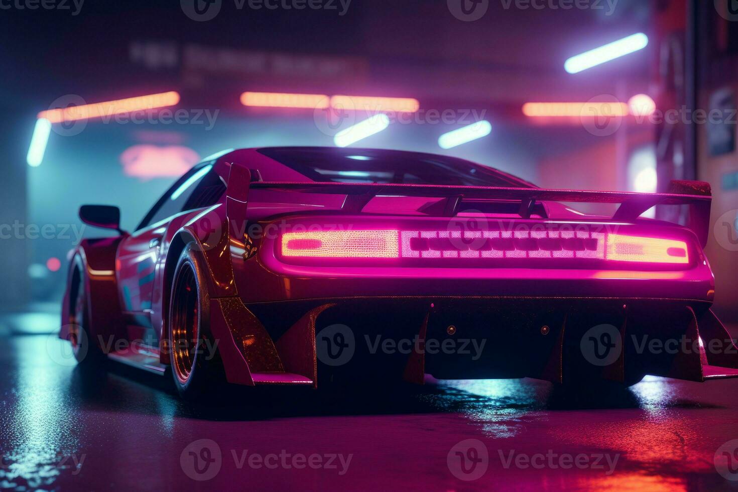 Cyberpunk racing car vehicle. Generate Ai photo