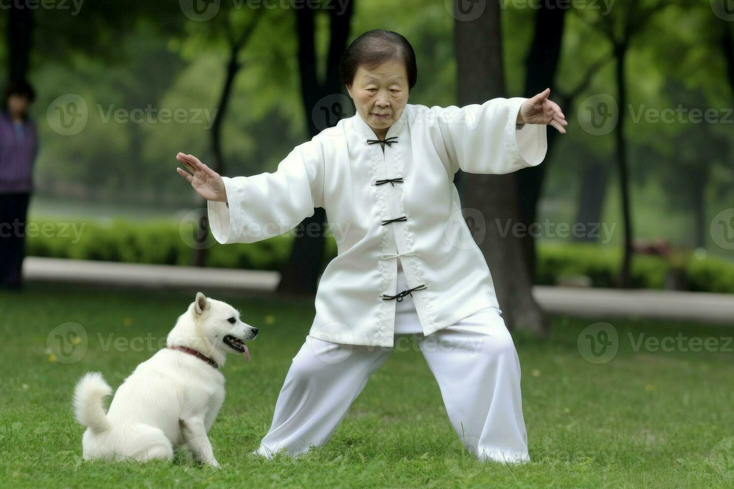 Dog tai chi sport. Generate AI photo