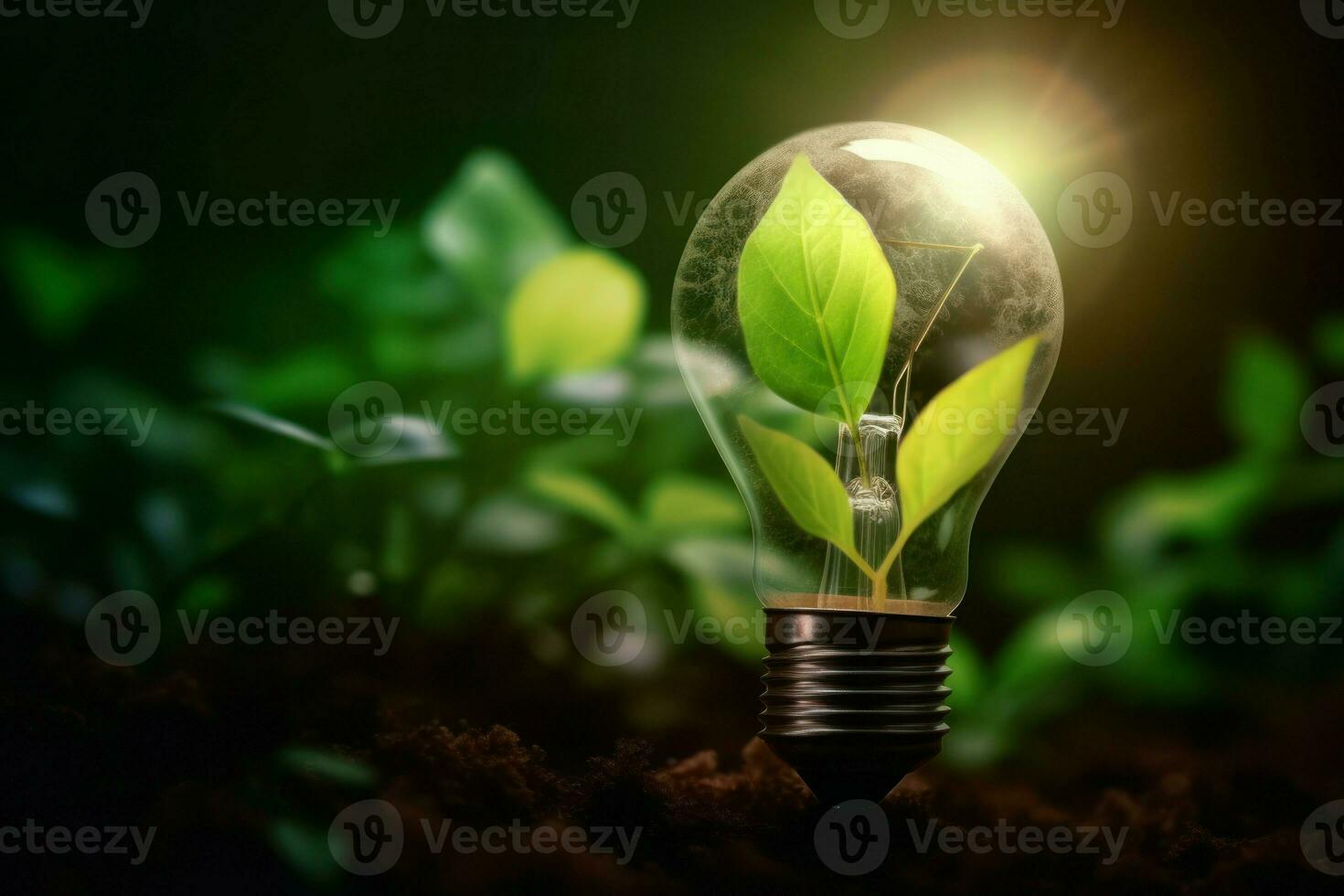 Eco green bulb. Generate Ai photo