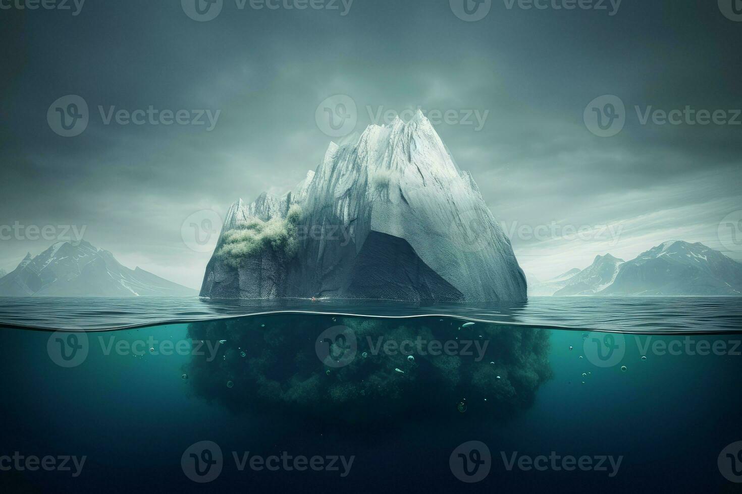 submarino iceberg glaciar. generar ai foto