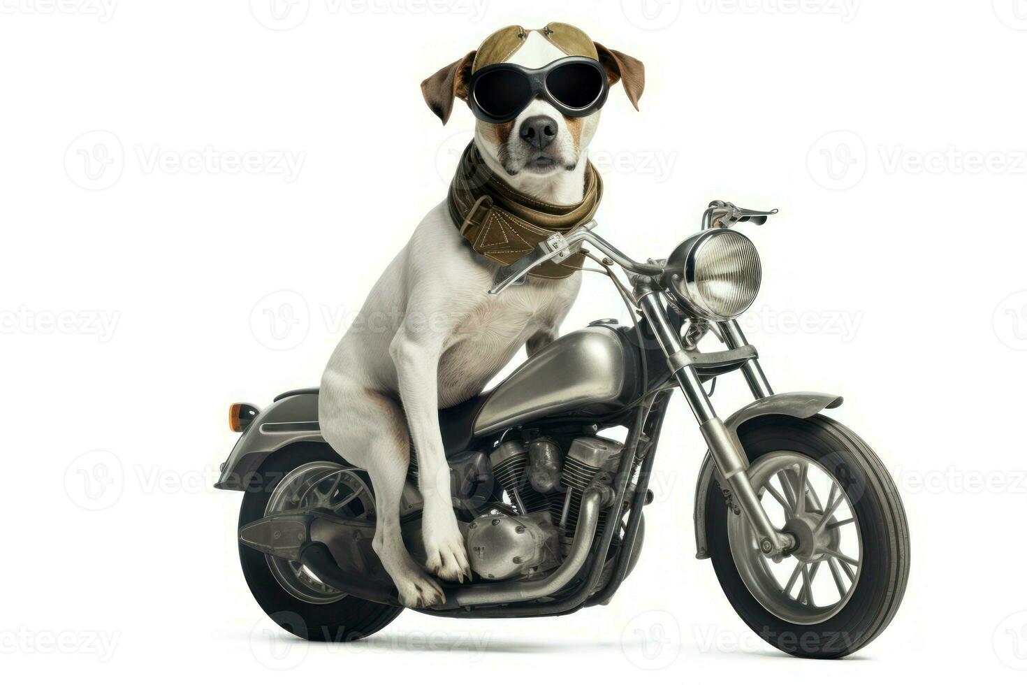 Jack russell dog bike hipster. Generate Ai photo