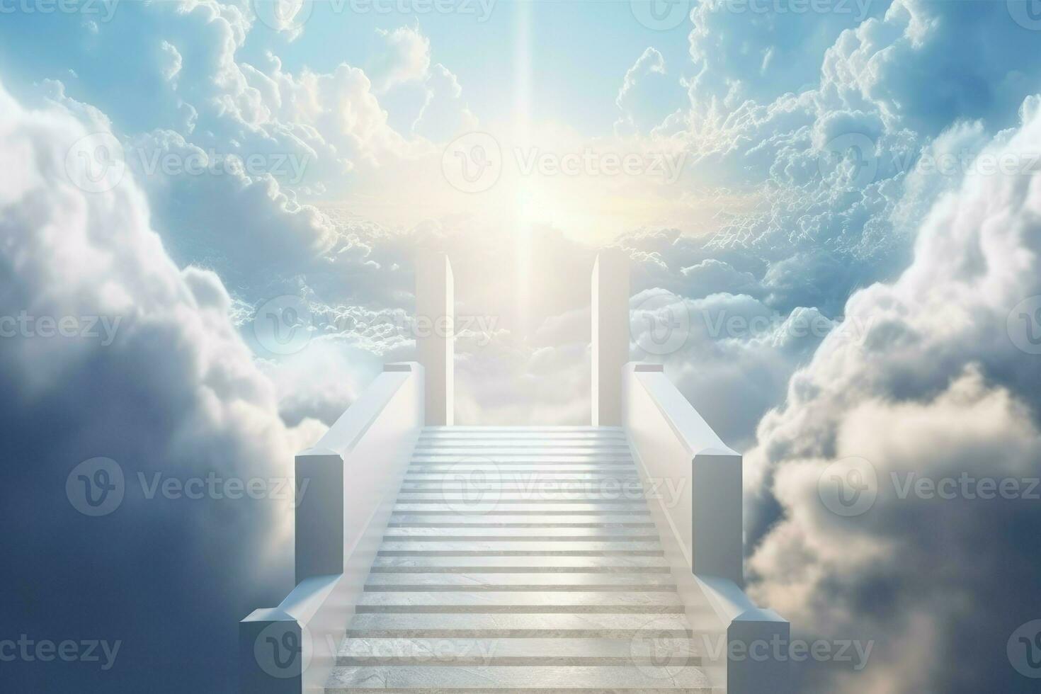 Heaven afterlife stairs. Generate Ai photo